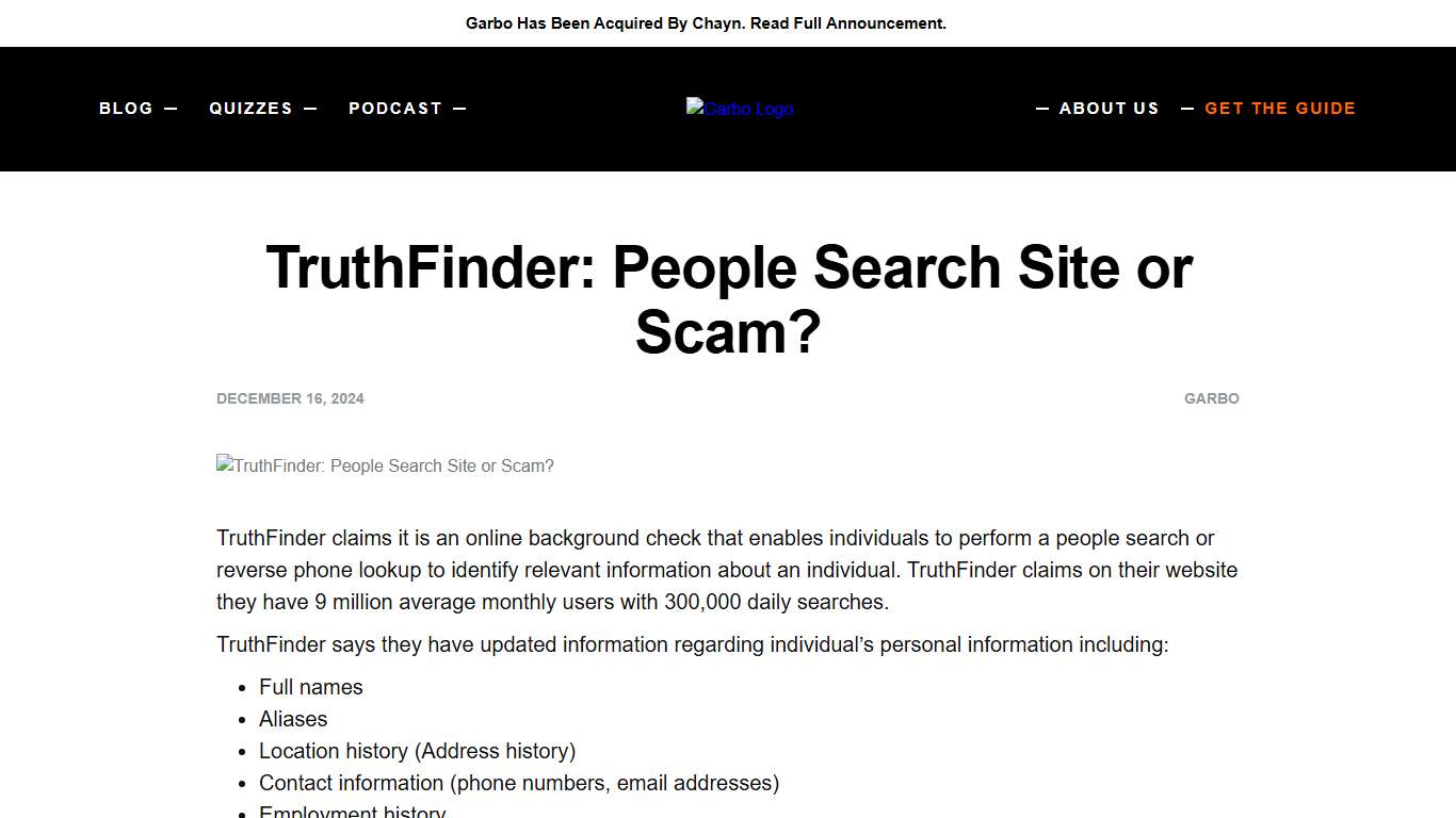 TruthFinder: People Search Site or Scam?